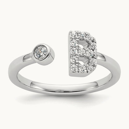 Initial B Adjustable Ring, 0.20 ct tw Lab-Grown Diamond