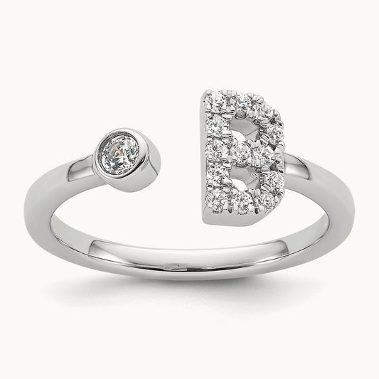 Initial B Adjustable Ring, 0.20 ct tw Lab-Grown Diamond