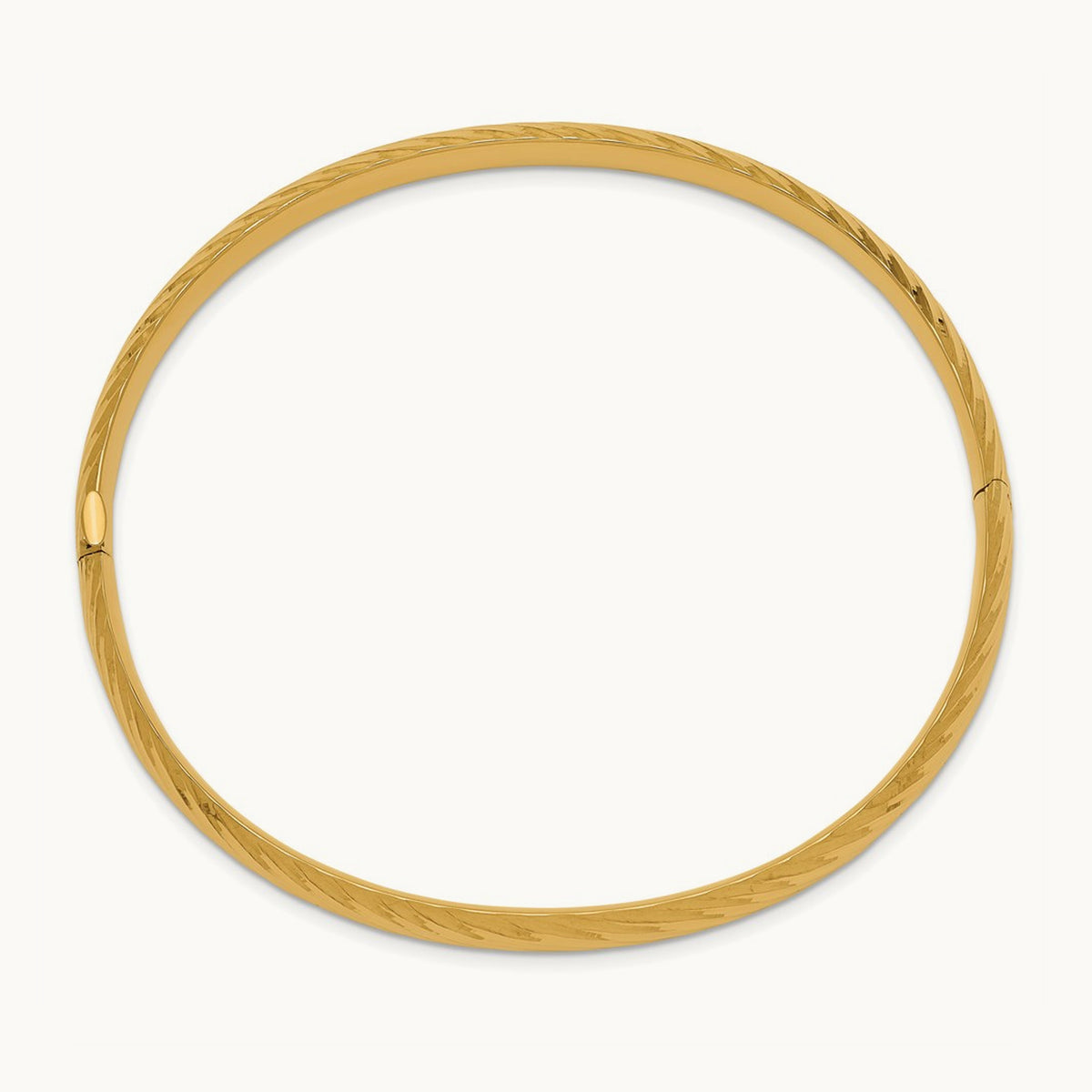 4/16 Textured Hinged Bangle — 14K Yellow Gold