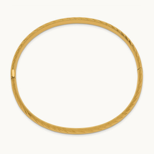 4/16 Textured Hinged Bangle — 14K Yellow Gold