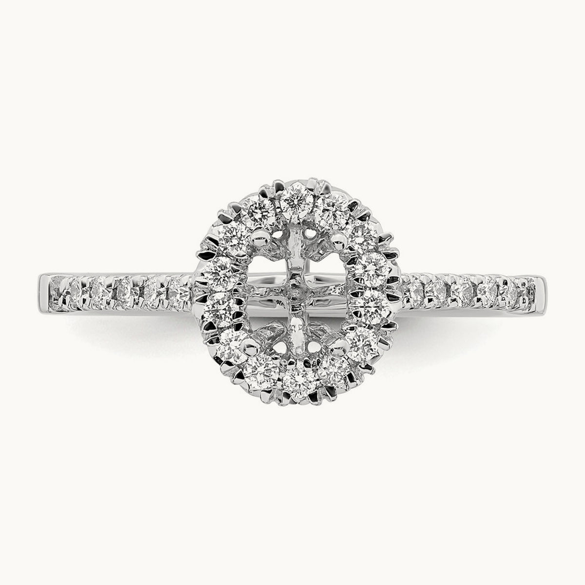 Oval Semi-Mount Halo Engagement Ring, 0.25-0.50 ct tw Lab-Grown Diamond — 14K White Gold, 7