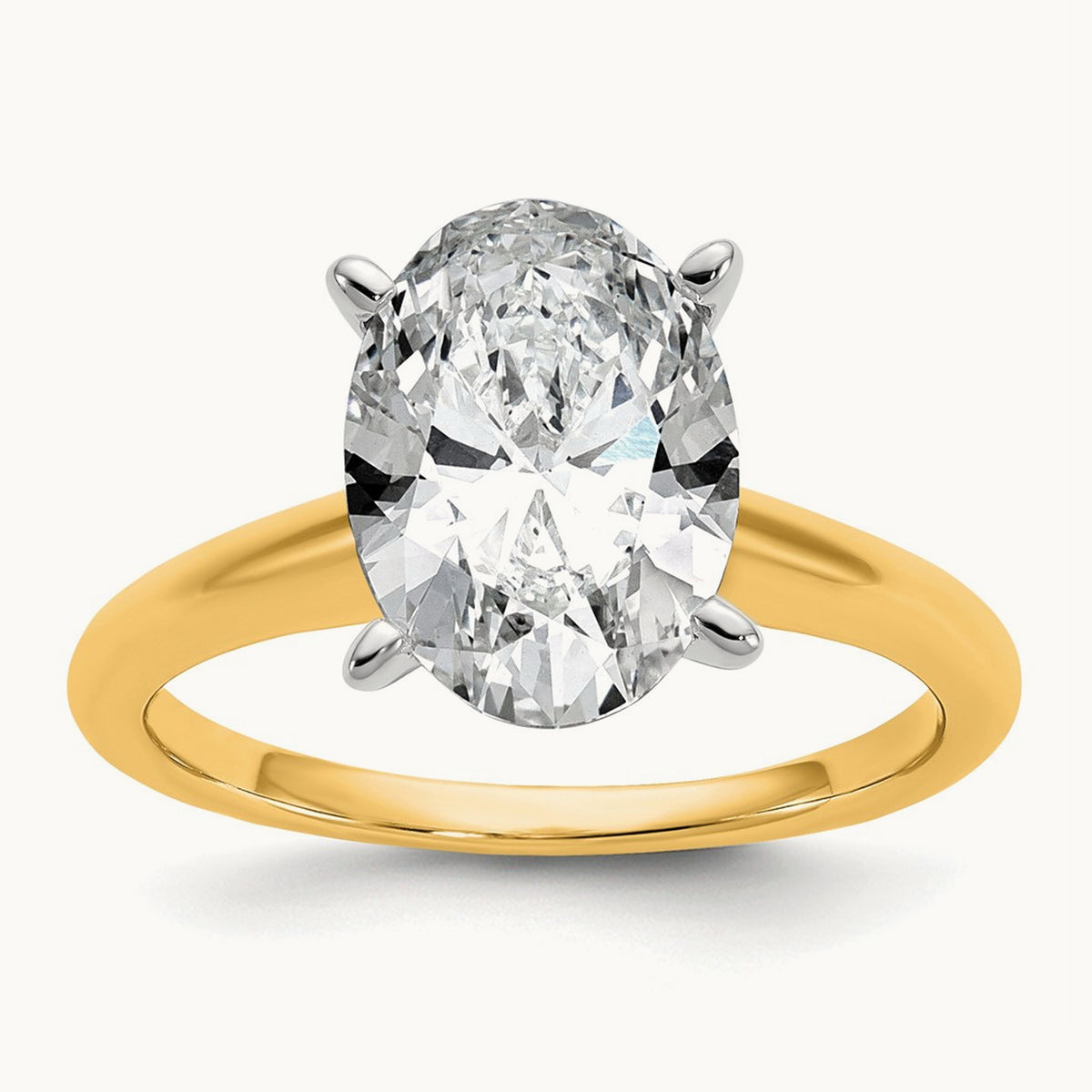 Oval Solitaire Engagement Ring, 0.50-5.00 ct tw Lab-Grown Diamond — 3 ct, 14K Two-Tone
