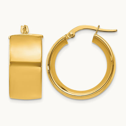 Polished Round Hoop Earrings, 9.75mm, 14K
