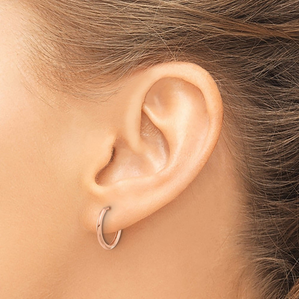 Polished Hinged Hoop Earrings — 14K Rose Gold