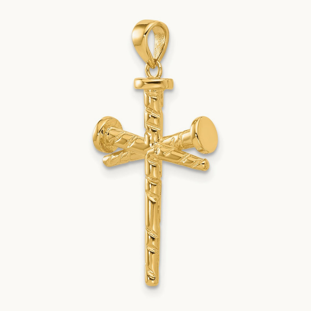 Polished and Textured Nails Cross Pendant — 32mm