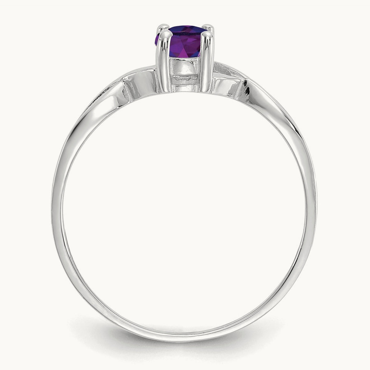 Amethyst Birthstone Ring, 14K White Gold