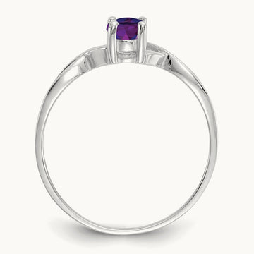Amethyst Birthstone Ring, 14K White Gold