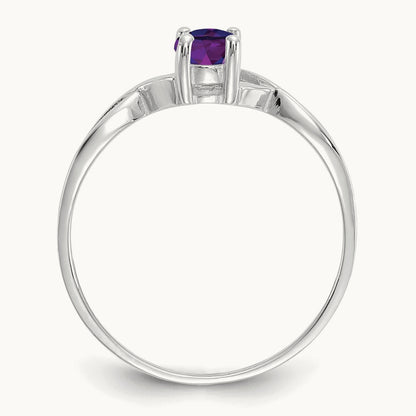 Amethyst Birthstone Ring, 14K White Gold