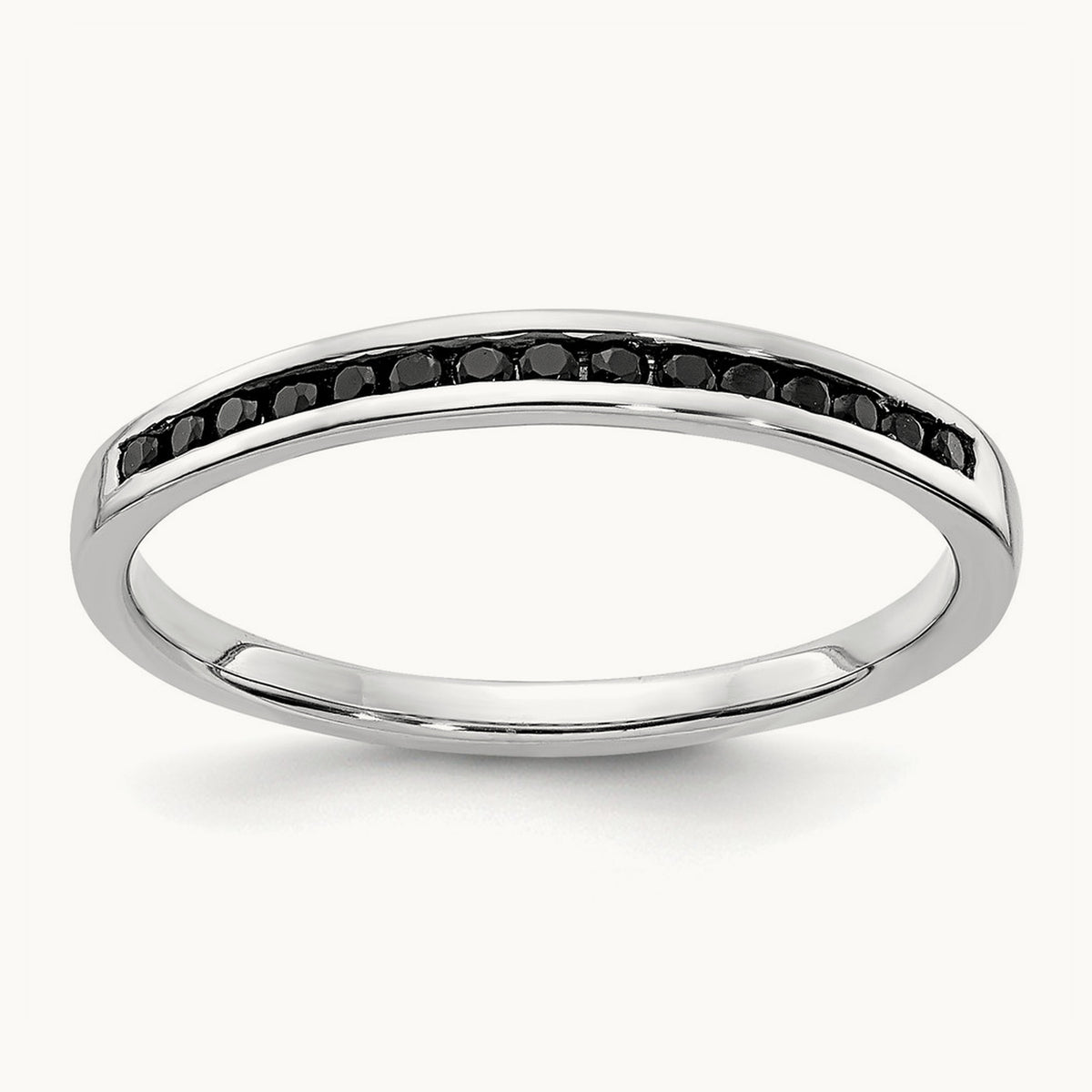 Black Diamond Channel Band, 14K White Gold