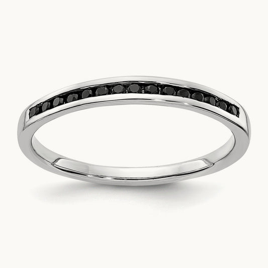 Black Diamond Channel Band, 14K White Gold