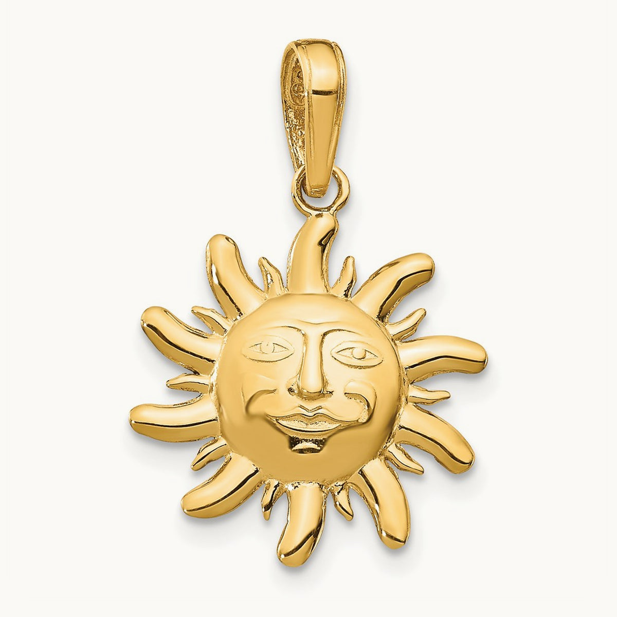 Polished Small Sun Charm, 14K