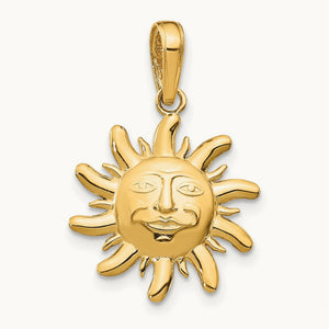 Polished Small Sun Charm, 14K