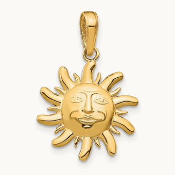 Polished Small Sun Charm, 14K