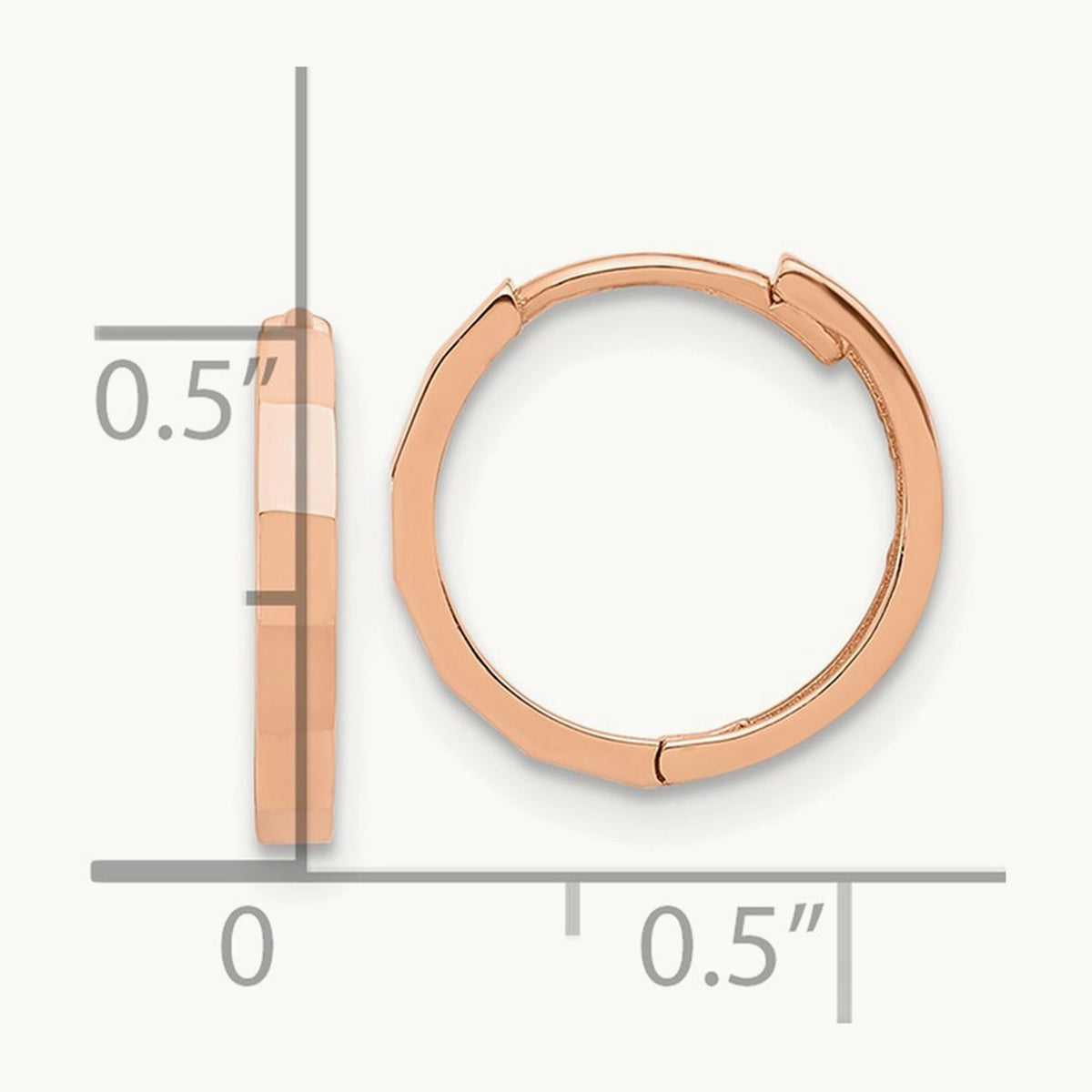 Polished and Diamond-cut Hinged Hoop Earrings — 14K Rose Gold