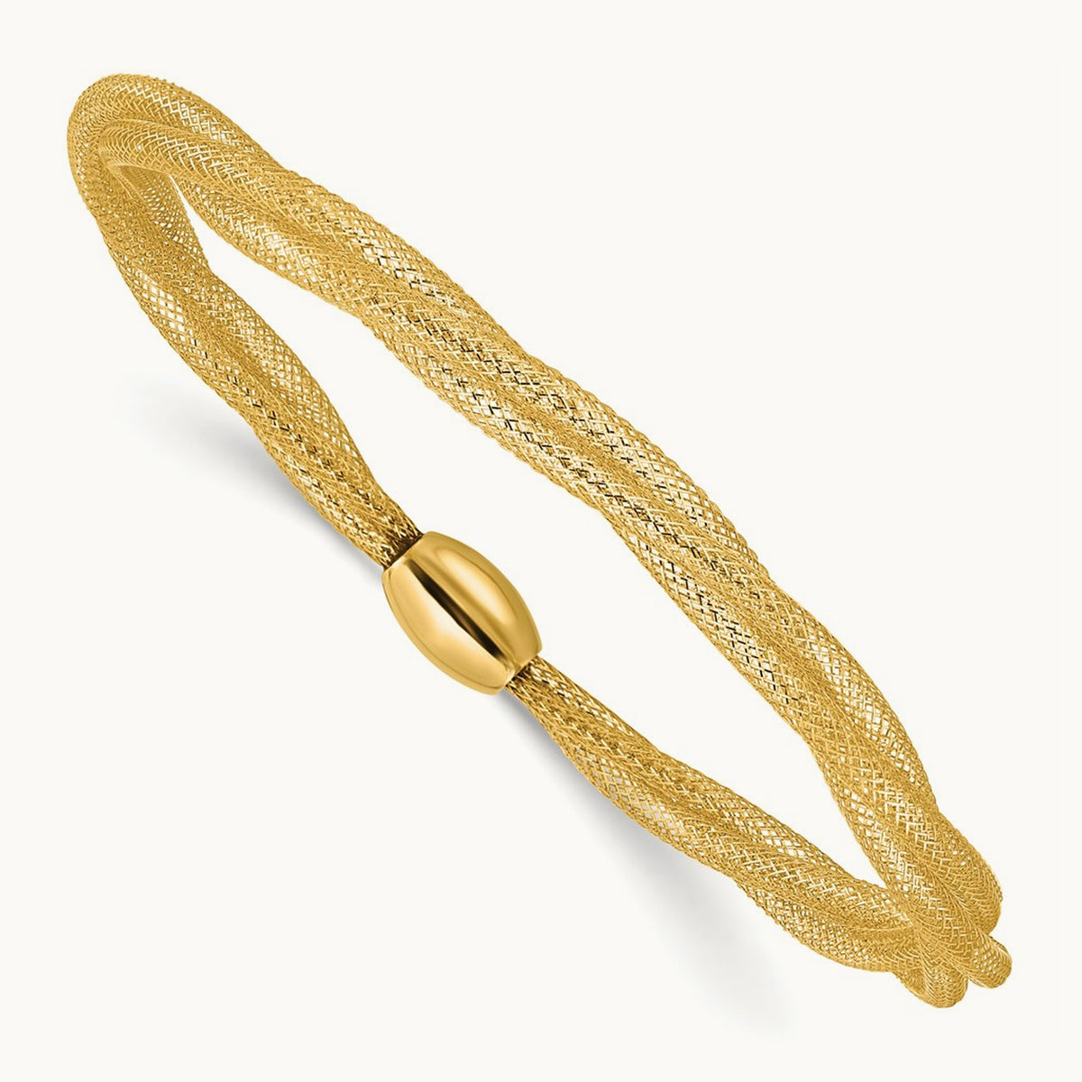 Mesh Twist Slip-on Stretch Bracelet — 14K Yellow Gold