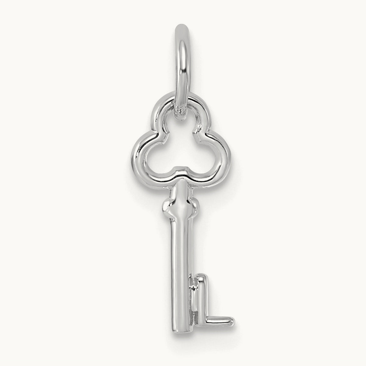 Key Initial Charm — 14K White Gold, L