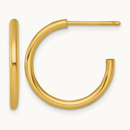 2.0 x Polished Post Hoop Earrings, 20mm, 14K