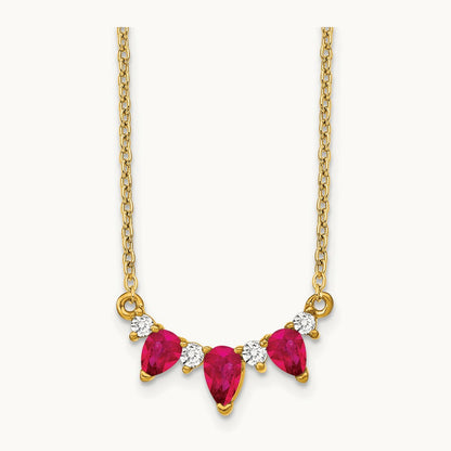 Ruby and Diamond 18 inch Necklace, 14K