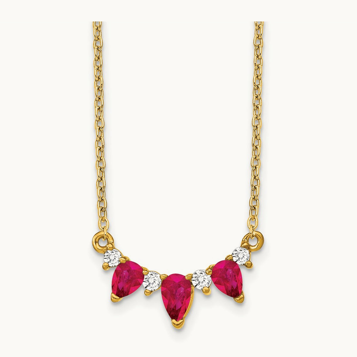 Ruby and Diamond 18 inch Necklace, 14K