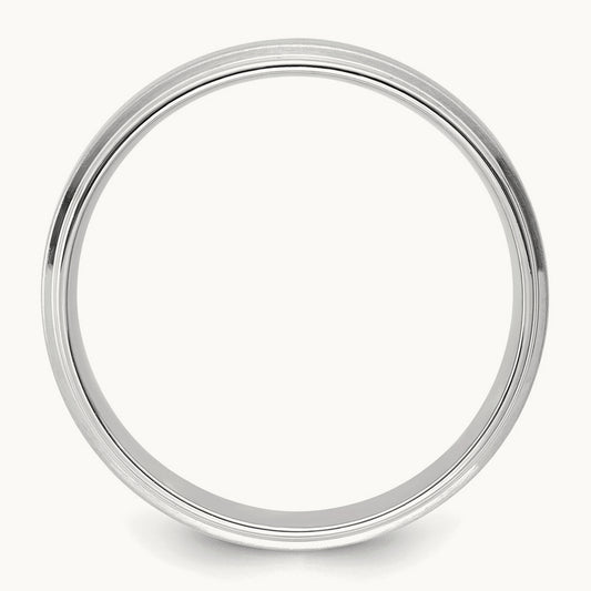 Standard Comfort Fit Brush Satin Fancy Band, 14K White Gold