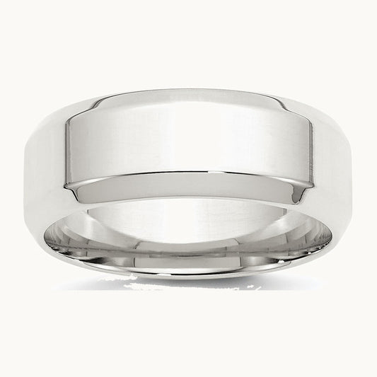 Sterling Silver 8mm Beveled Edge Band