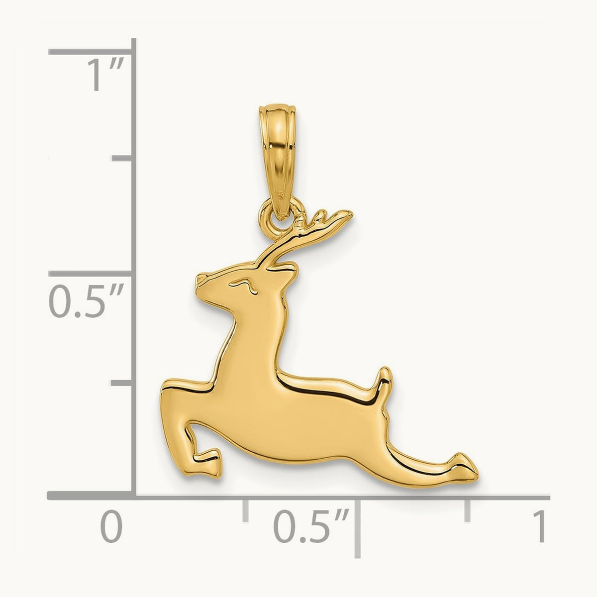 Polished Prancing Reindeer Charm, 14K