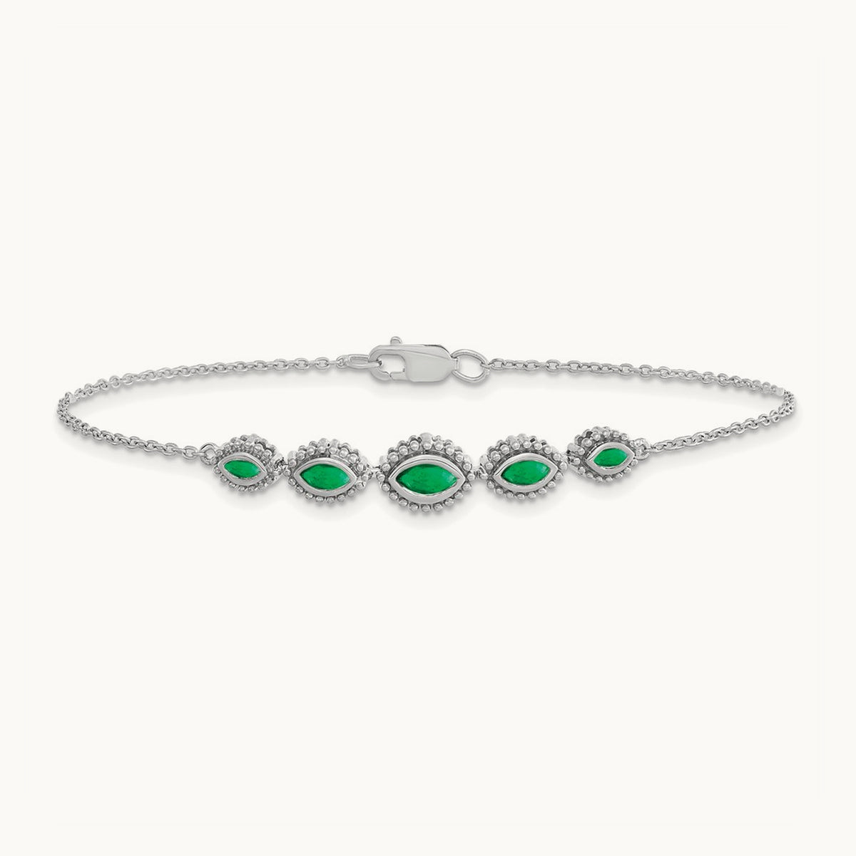 Marquise Emerald Bracelet, 14K White Gold