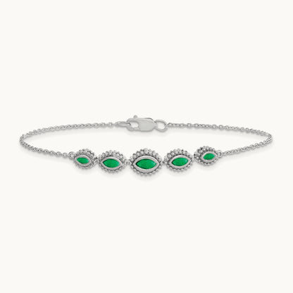 Marquise Emerald Bracelet, 14K White Gold