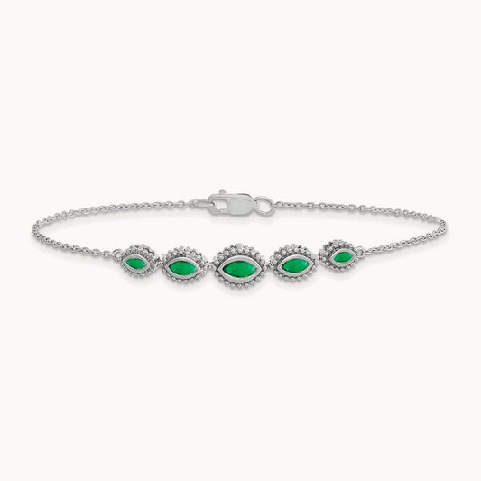 Marquise Emerald Bracelet, 14K White Gold