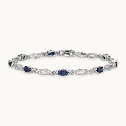 Diamond and Sapphire Bracelet, 14K White Gold