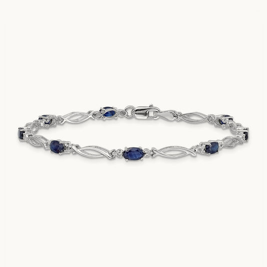 Diamond and Sapphire Bracelet, 14K White Gold