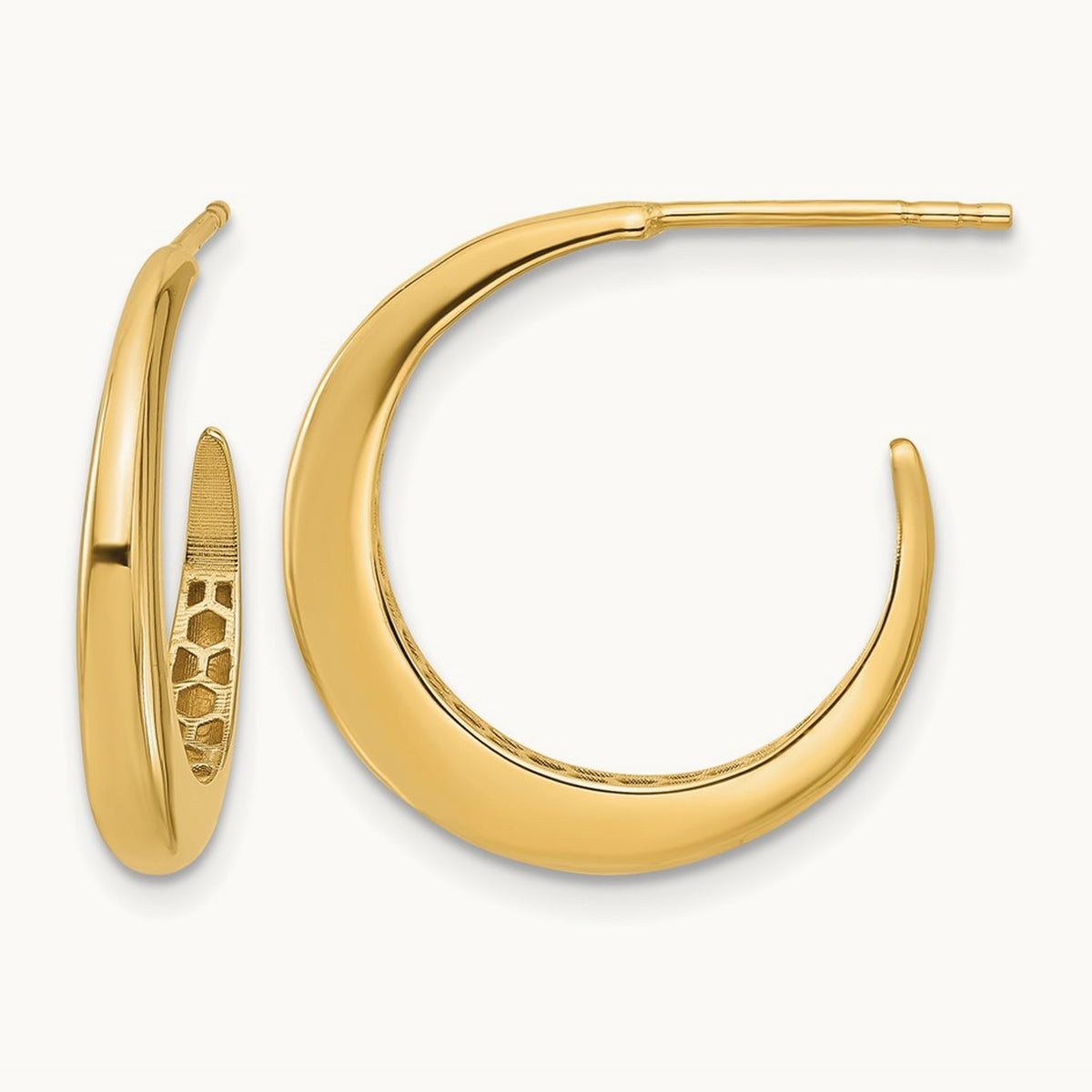 Polished J-Hoop Post Earrings — Leslie's — photo set