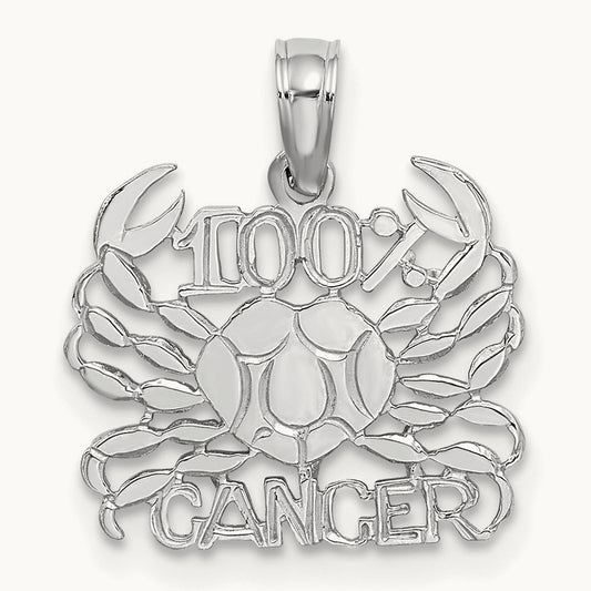 100% CANCER Zodiac Charm — 14K White Gold