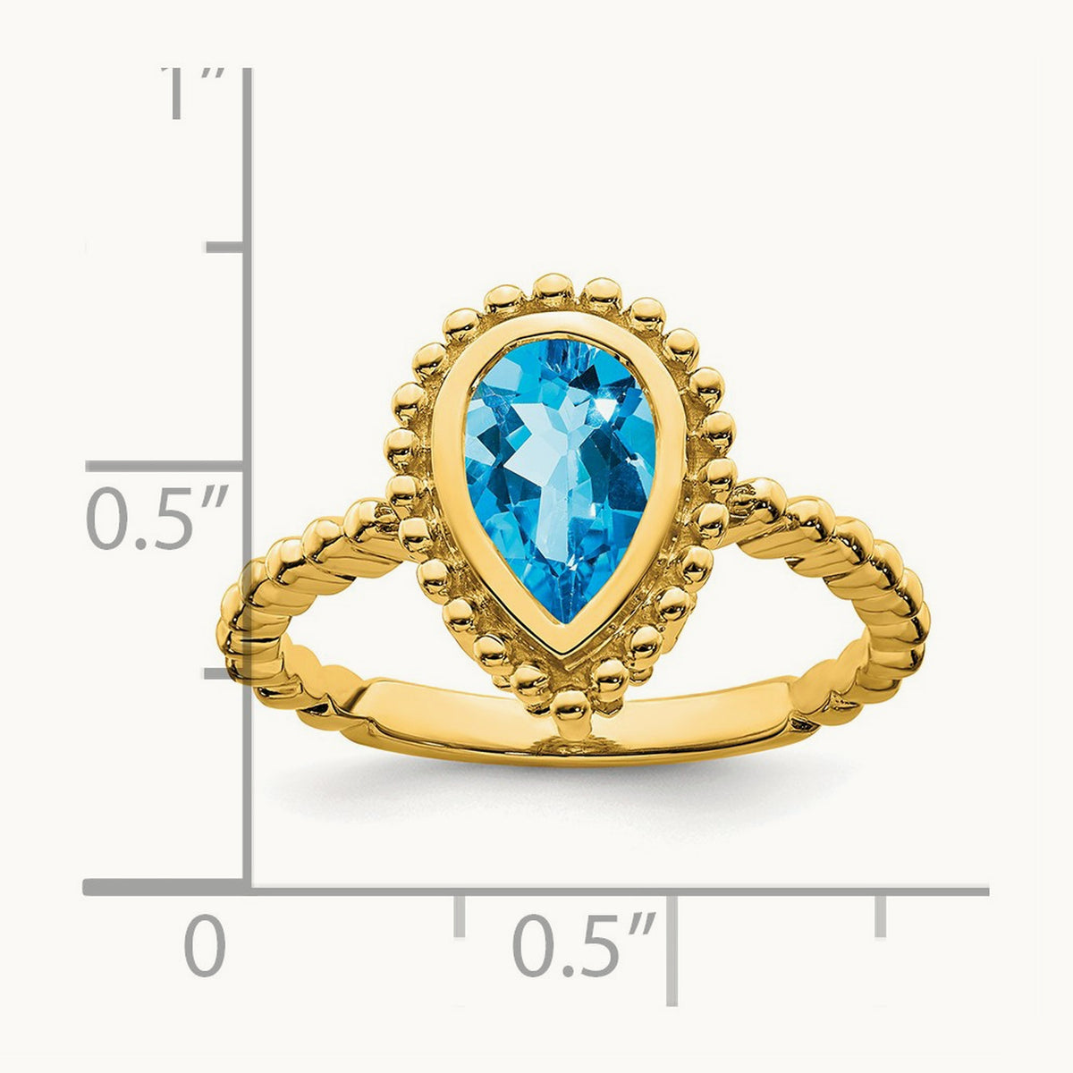 Pear Blue Topaz Ring, 14K