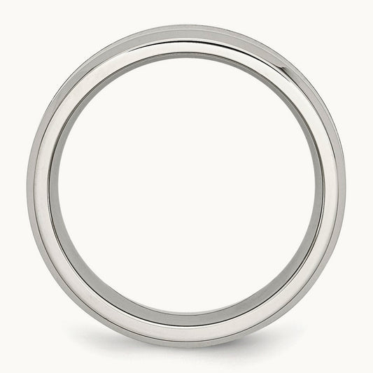 Polished Red/Orange Koa Wood Enameled Band, 8mm, Stainless Steel