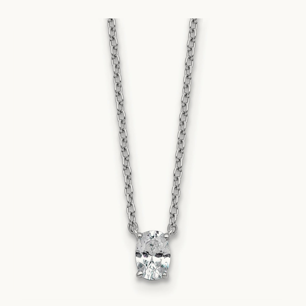 Oval Pendant Necklace, 0.25-4.00 ct tw Lab-Grown Diamond — 1/4 ct, VS (Best), 14K White Gold