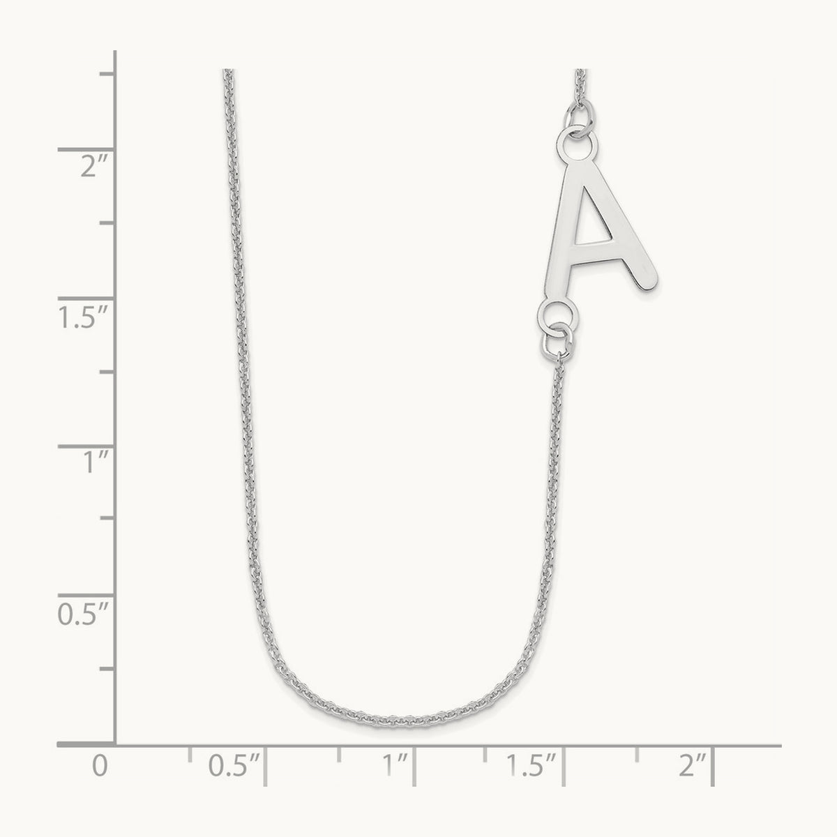 Small Offset Initial Necklace, 14K White Gold