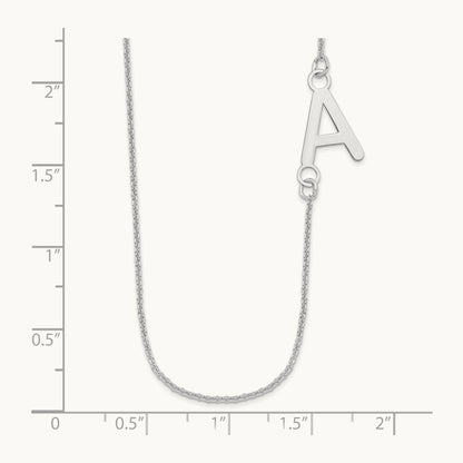 Small Offset Initial Necklace, 14K White Gold