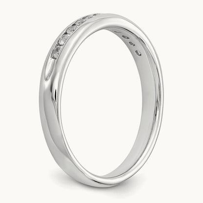 11-Stone Diamond Channel Band, 14K White Gold