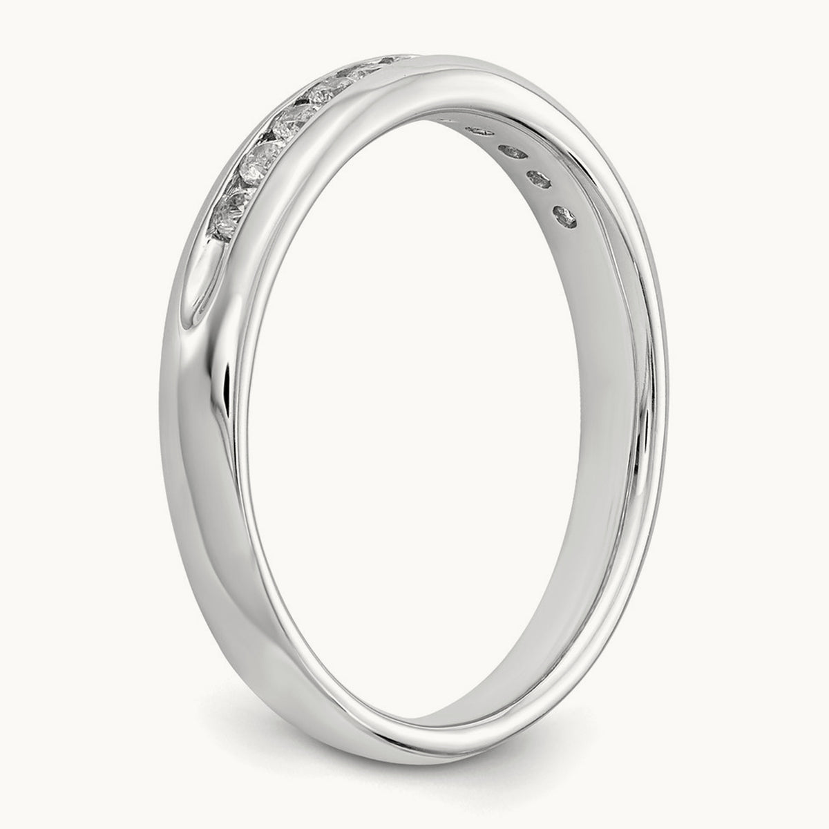 11-Stone Diamond Channel Band, 14K White Gold