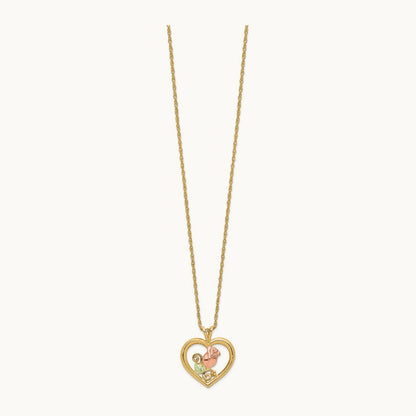 Black Hills Gold Rose in Heart Necklace