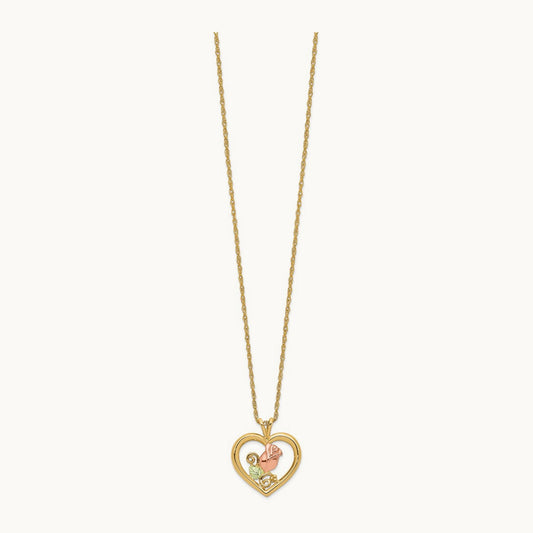 Black Hills Gold Rose in Heart Necklace