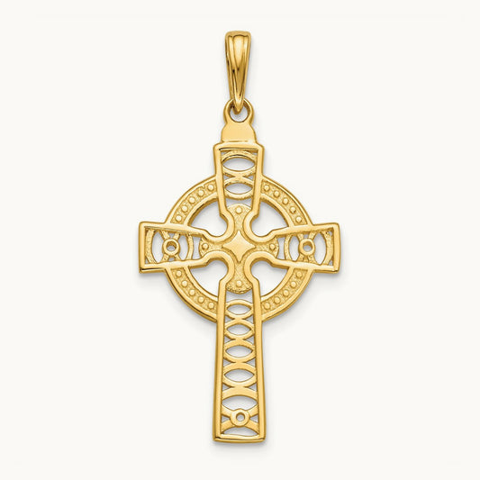 Celtic Cross with Eternity Circle Pendant, 14K