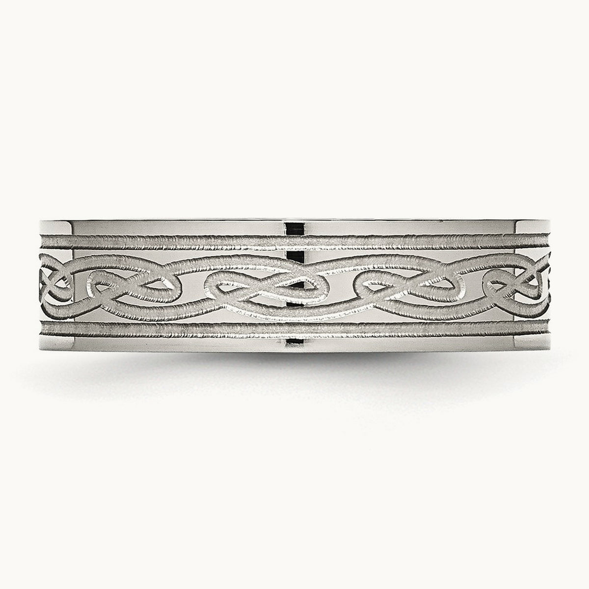 Brushed Celtic Laser Etched Flat Band — photo set