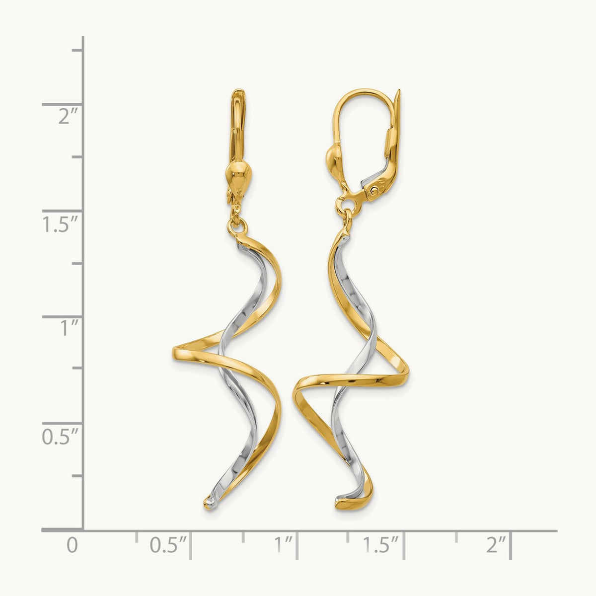 Spiral Dangle Earrings, 14K Two-tone