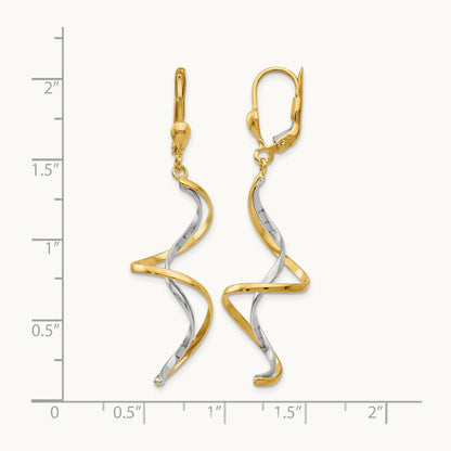 Spiral Dangle Earrings, 14K Two-tone