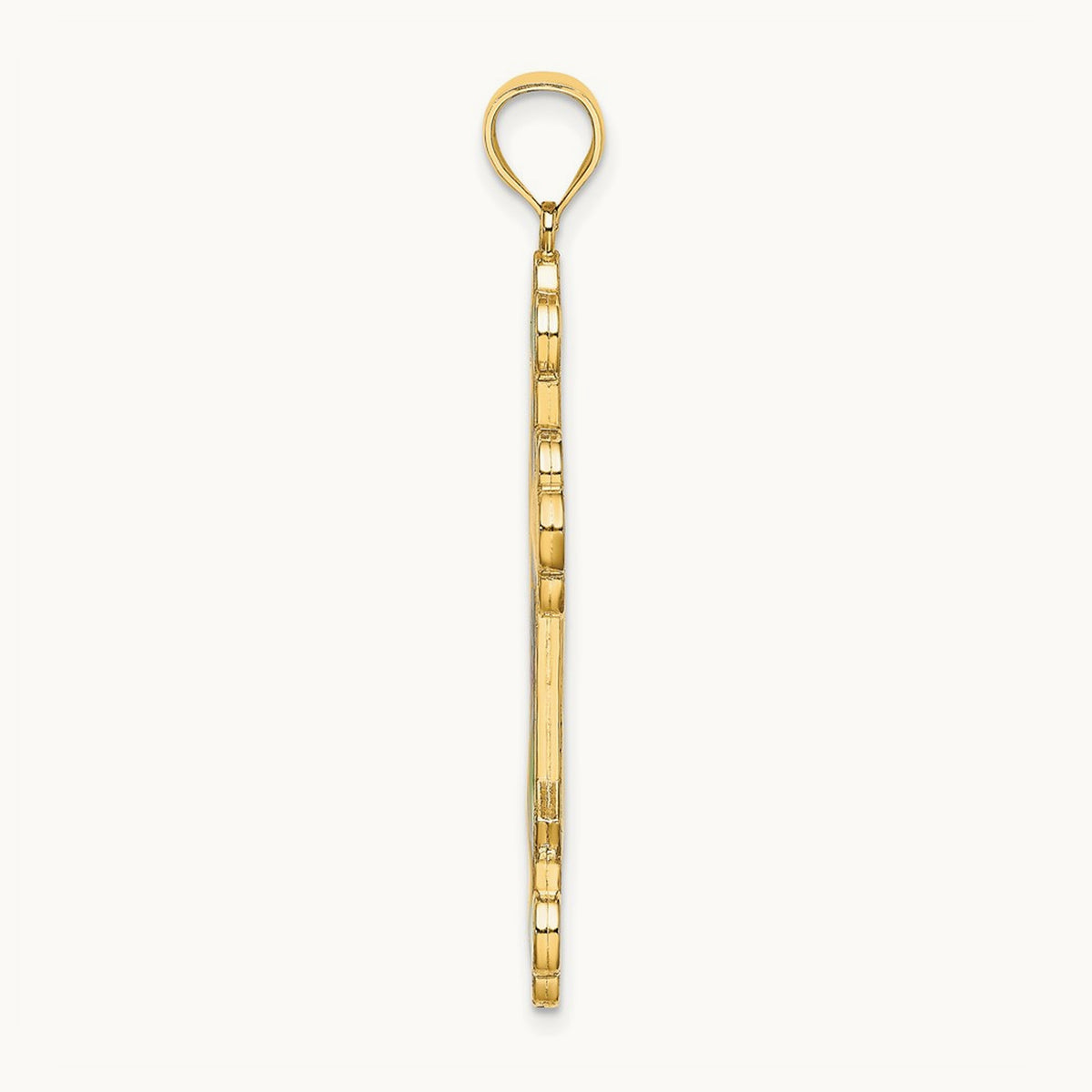 Multi Color Enameled Cross Charm, 14K