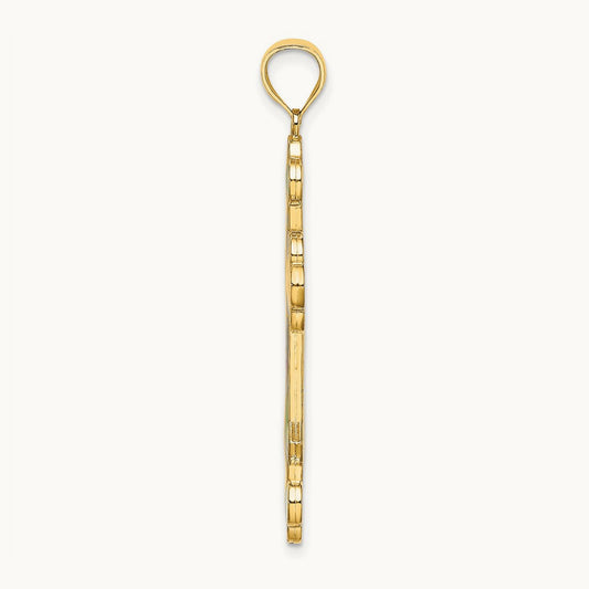 Multi Color Enameled Cross Charm, 14K