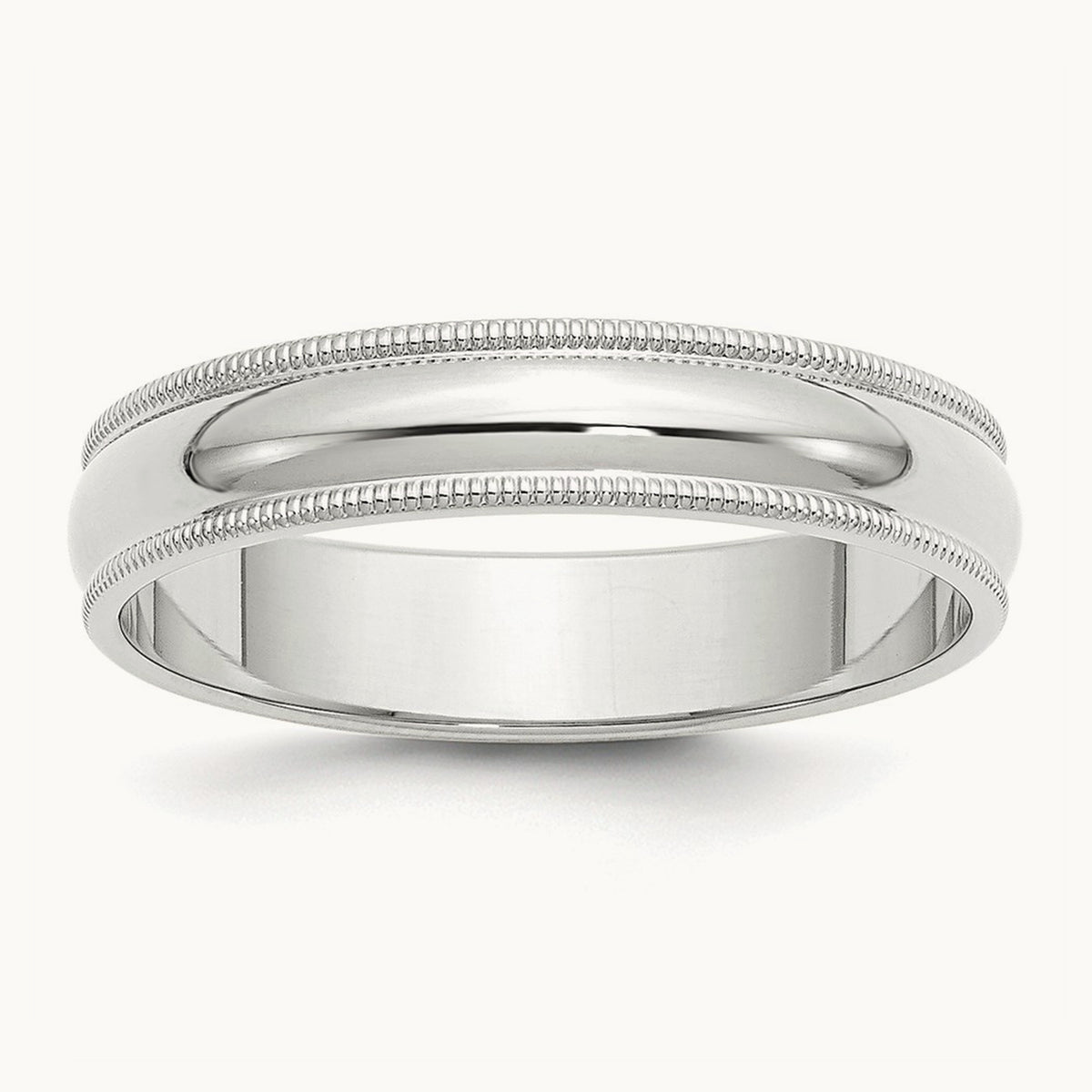 Milgrain Half Round Band, 5mm, 10K White Gold