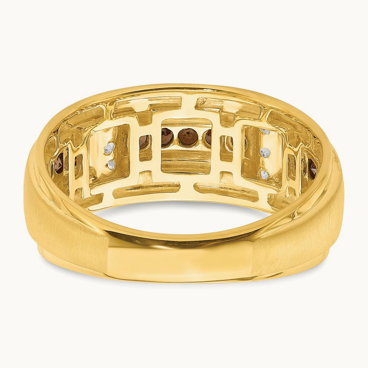 Men's Brown and White Diamond Bridal Band, 14K